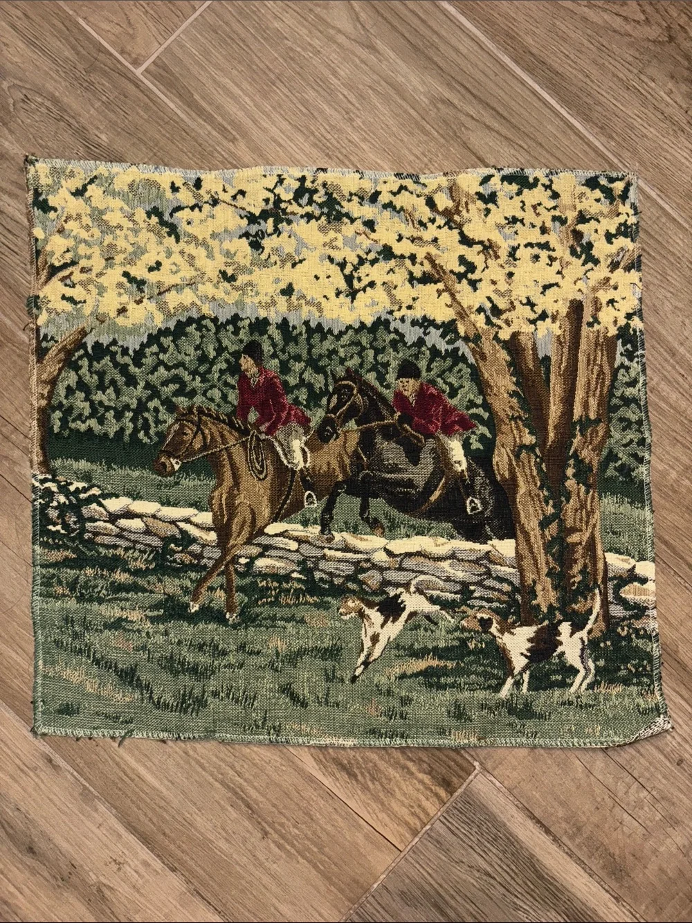 Vintage Equestrian Tapestry Panel